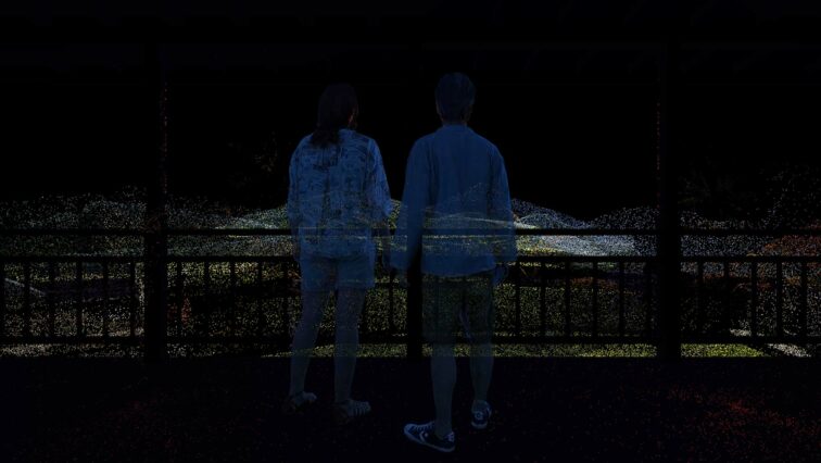 Two people looking into the night